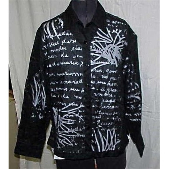 Mirasol Tops - NWOT Mirasol Linen Sheer Long Sleeve Black Button Up Shirt 121752
